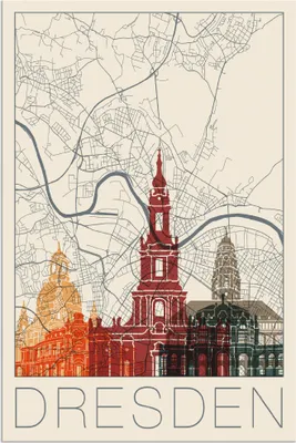 Produktbild von ARTland Wandbild Alu für Innen & Outdoor Retro Karte Dresden Größe: 40x60 cm