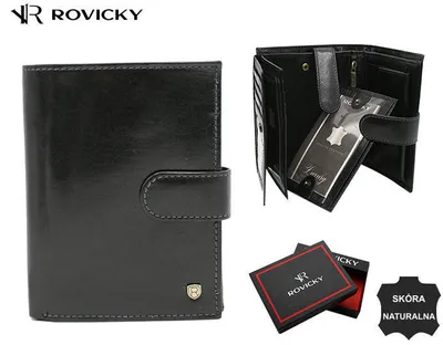 Obrázek produktu pro Rovicky pánská kožená peněženka RFID černá 13x10 cm