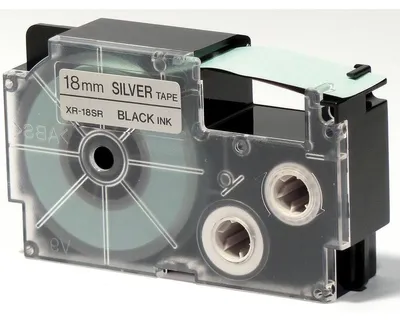 Produktbild von Casio XR-18SR1, schwarz auf silber, Schwarz, 1,8 cm, 8 m, Box