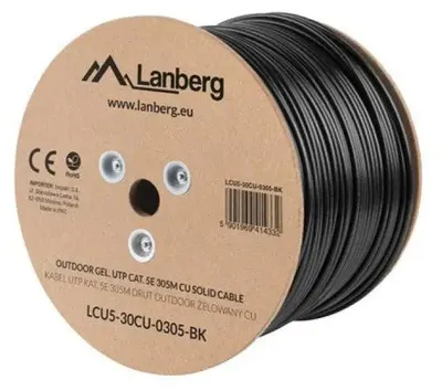 Produktbild von Lanberg LCU5-30CU-0305-BK, 305 m, Cat5e, U/UTP (UTP), Schwarz