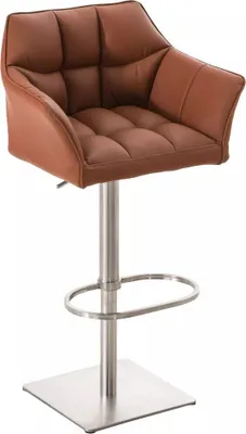 Produktbild von In And OutdoorMatch Barhocker Andrew - Braun - Kunstleder - Mit Rückenlehne und Armlehne - Ergonomisch - 1er-Set - Höhenverstellbar - Deluxe