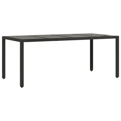 Produktbild von vidaXL Gartentisch mit Glasplatte Schwarz 190x90x75 cm Poly Rattan