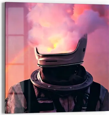 Produktbild von DEQOART Glasbild Echtglas 30x30 cm 'Astronautenträumerei' Wandbild Bild modern Deko