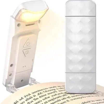 Obrázek produktu pro Čtecí lampička – klipová lampa na knihu – ideální pro čtení v posteli – 3 teploty světla – 5 úrovní jasu – bílá