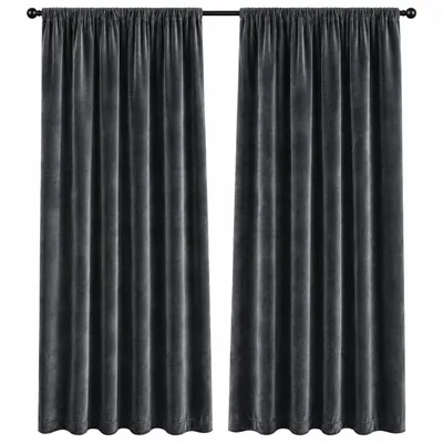 Produktbild von 2 Stück Vorhang Samt Blickdicht mit Kräuselband 140x245 Vorhänge Gardine Gardinen mit Universalbandaufhängung Dunkelgrau 2er Pack, KI-generiertes Bild