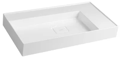 Image de GODIVA lavabo, marbre coulé, 83x44cm, sans trou pour robinetterie, blanc