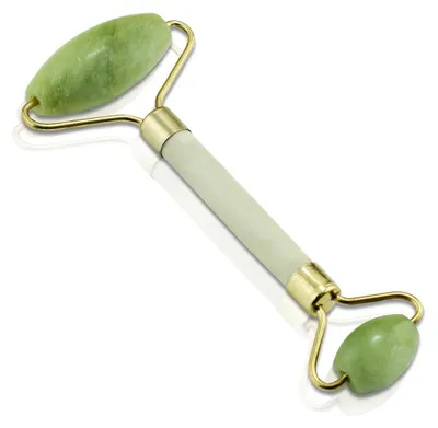Produktbild von Gesichtsroller – Jade Stein – 1 Stück – Doppelter Jade-Roller – Anti-Aging-Massagegerät