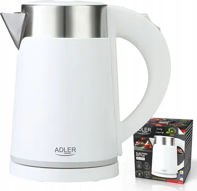 Zdjęcie produktu dla Adler AD 1372W, 0,6 l, 800 W, Metaliczny, Biały, Polipropylen (PP), Stal nierdzewna, Wskaźnik poziomu wody, Bezprzewodowy