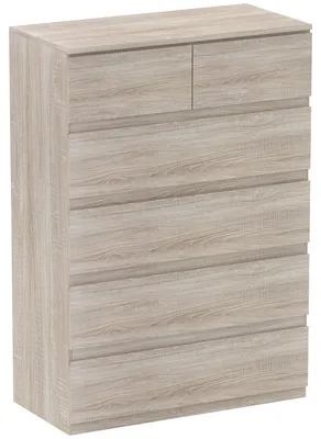 Image de Commode - Meuble de rangement - Table de chevet - Armoire - Rangement - Bois naturel - 6 tiroirs - Système anti-basculement
