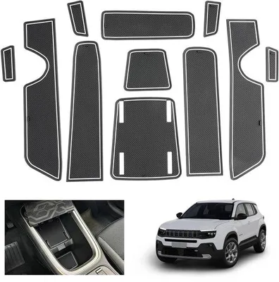 Immagine prodotto di Tappetini antiscivolo Jeep Avenger, tappetini per console centrale, tappetini per le cuciture delle portiere, accessori per auto, 2023-2025, bianco