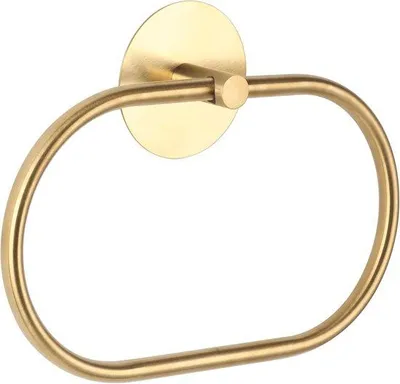 Produktbild von 2 Stück ovale Badewannenhandtuchhalter selbstklebende Handtuchringe aus Edelstahl für Badkabinen Wandmontage (Gold, Schwarz)
