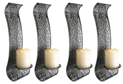 Image de lot de 4 bougeoirs muraux pour bougies de table noires