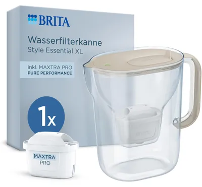 Zdjęcie produktu dla Dzbanek filtrujący wodę BRITA MAXTRA Style Essential XL, kolor: beżowy, 1 sztuka. Zapewnia czystą i smaczną wodę, Obraz wygenerowany przez AI