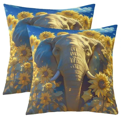Obrázek produktu pro Sada dvou povlaků na polštáře, rozměr 60x60 cm, materiál: polyester, vzor: geometrické pruhy, barva: modrá a žlutá
