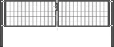 Produktbild von Alberts Doppeltor Flexo Plus mit Zubehör, zum Einbetonieren, anthrazit, Breite 400 cm, Höhe 100 cm, Pfostenstärke 100 x 100 mm