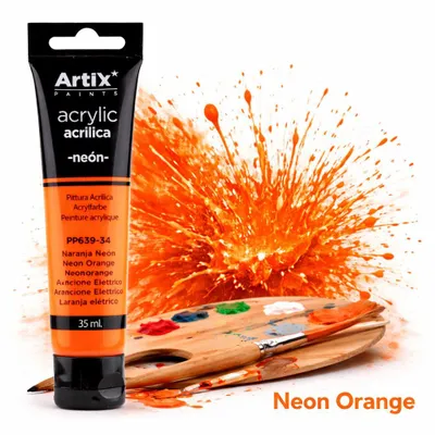 Obrázek produktu pro Akrylová barva NEON ORANGE Artix PP639-34, 35 ml