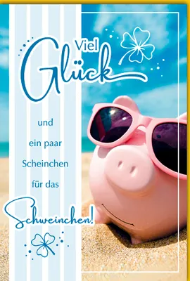 Produktbild von Geburtstag - Glückwunschkarte im Format 11,5 x 17 cm - Glücksschwein