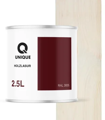 Produktbild von Q UNIQUE Holzlasur Satin 2,5 L Farbton: Weiß Holzschutz innen/außen UV-beständig & wetterfest Für Zäune, Möbel & Terrassen