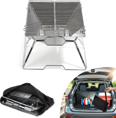 Image de Barbecue pliable Izrielar Barbecue à charbon mobile Acier inoxydable 304 Portable Barbecue compact pour cuisiner en plein air