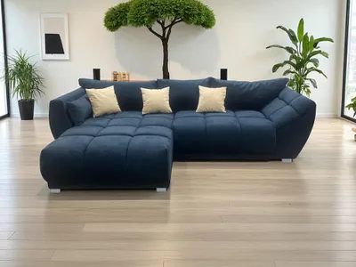 Produktbild von Largo Ecksofa mit Schlaffunktion (XXL Liegefläche 172x226 cm) – Modernes Design mit Bettkasten & Hohen Füßen – Inklusive Kissen