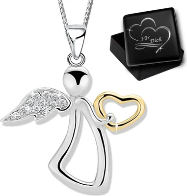Produktbild von Damen Mädchen Engel Kette mit Anhänger echt 925 Sterling SilberGold K827-V12-40cm