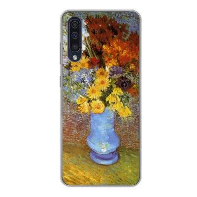 Produktbild von MuchoWow® Handyhülle Schutzhülle Hülle für Samsung Galaxy A50 Vase mit Gänseblümchen und Anemonen - Vincent van Gogh Silikon Softcase Handy Hülle - Mobiltelefonhülle