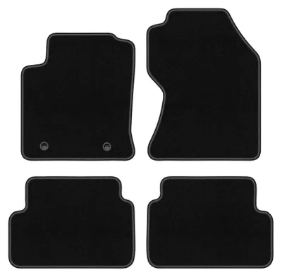 Produktbild von Velours-Fußmatten für Ford Focus MK1 FL 2001-2004 (Schrägheck/Limousine/Kombi) – 4-tlg, Schwarz, passgenau – Wielganizator BASIC