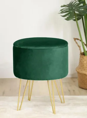 Produktbild von Hocker mit Stauraum ARVION – Flaschengrün/Gold