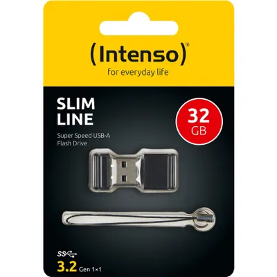 Obrázek produktu pro Intenso Slim Line, 32 GB, USB Typ-A, 3.2 Gen 1 (3.1 Gen 1), 100 MB/s, Čepice, Černá