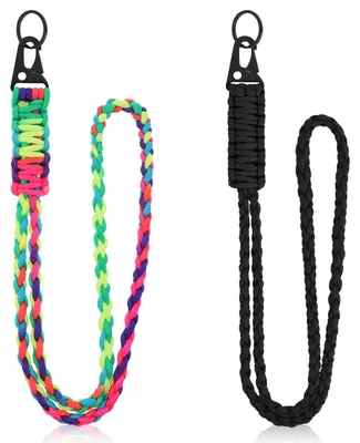Produktbild von 2 Schlüsselanhänger aus Paracord, Paracord-Lanyards, Schlüsselbänder, lange Schlüsselbänder, Schlüsselringe mit Karabiner für Schlüssel, Ausweise, Handys, Kameras