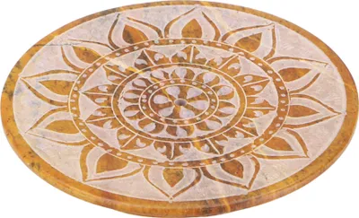Produktbild von Indischer Räucherstäbchenhalter Ø 7,5 cm aus Speckstein, Mandala Untersetzer - Kurkuma, Gelb, Räucherstäbchen Halter