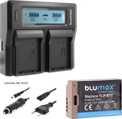 Produktbild von 1x Akku + Lader für Canon LP-E17 EOS  M6 750D 760D R8 R10 R50  USB Typ-C 1000 mAh