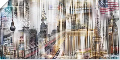 Produktbild von ARTland Poster Metropole Skyline Abstrakte Collage Größe: 60x30 cm