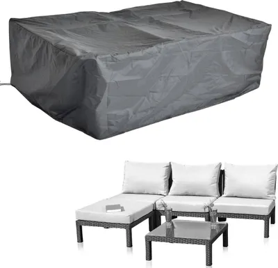 Immagine prodotto di Mucola copertura protettiva mobili da giardino copertura telone set divano divano tavolo resistente alle intemperie nero - angolo sedile 197x122x62