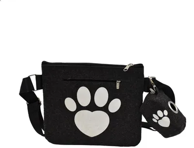 Produktbild von Hunde Leckerli Tasche mit Kotbeutelspender Filz Anthrazit Pfote
