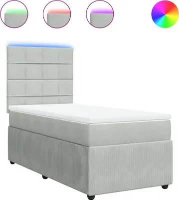 Produktbild von vidaXL Boxspringbett mit Matratze Hellgrau 100x200 cm Samt
