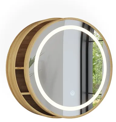 Imagen del producto de Armario con espejo para baño Vicco Silva Bambú 50 x 50 cm con 5 compartimentos, Model 57909