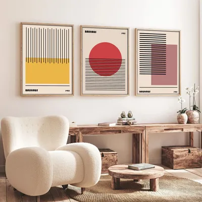Immagine prodotto di Wallity, Huhu250 - 50 x 70, quadro decorativo in MDF con cornice (3 pezzi), multicolore, 100% MDF, 50 x 70 cm