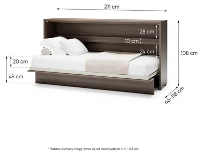 Produktbild von Furniture24 Schrankbett Bed Concept Lenart, Wandklappbett Mit Lattenrost, V-Bett, Wandbett Bettschrank Schrank Mit Integriertem Klappbett Funktionsbett Bc-06, 90 X 200 Cm, Artisan Eiche, Horizontal