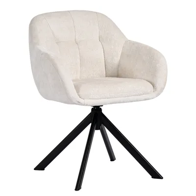 Produktbild von Duhome Loungesessel 360° Drehbar Armlehnstuhl aus Chenille-Stoff Schminktischstuhl mit Metallgestell Esszimmerstuhl, Beige