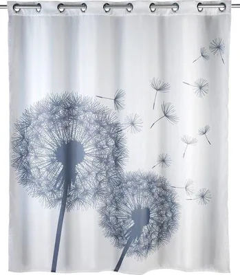 Obrázek produktu pro Závěs do sprchy Unyqoos® Astera Flex, bílý, 180×200 cm – 100% polyester, voděodolný a antibakteriální, proti vzniku plísní, lze prát na 30°C, 10 velkých chromovaných kroužků, gumová spodní váha, nerezové očka