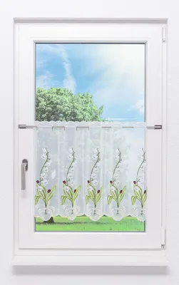 Produktbild von Scheibengardine Plauener Spitze - Maiglöckchenzweig  (Bx H) 148.50cm * 50cm * Grün/grasgrün