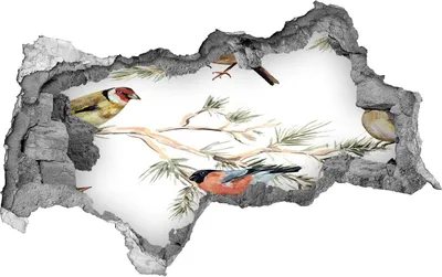 Produktbild von Selbstklebender Loch-3D-Aufkleber 95x73 cm Vögel Waldpflanzen