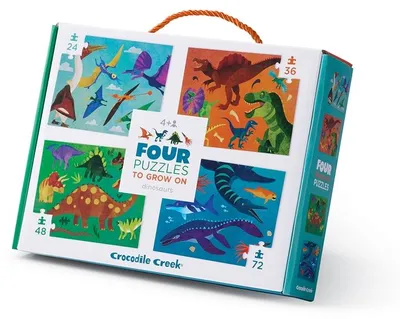 Immagine prodotto di Set di puzzle Crocodile Creek "Dinosauri" - Puzzle per bambini 4 in 1 con i dinosauri