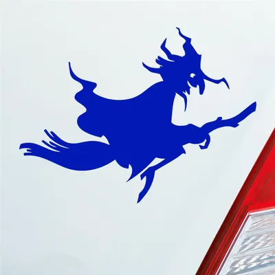 Produktbild von Auto Aufkleber Hexe Witch Besen Frau Hexerei 12x9 cm Dunkelblau Sticker Heckscheibenaufkleber