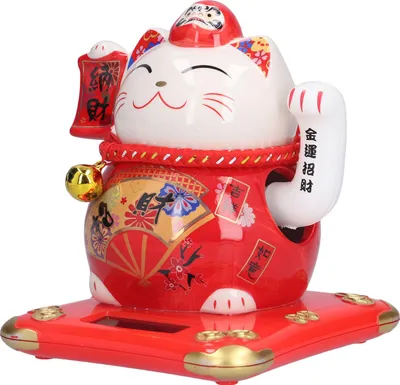 Obrázek produktu pro 6in Fortune Cat Ceramic Waving Lucky Cat Ornament Home Decoration for Bedroom Car OfficeType 1