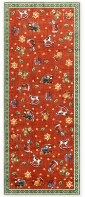 Image de Villeroy & Boch, collection Toy's Delight, tapis de bain rond "Nostalgic Noel", rouge et vert, antidérapant - 80x200 cm