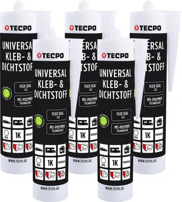 Produktbild von TECPO Universal Kleb- und Dichtstoff MS Polymer, 5x 480g Weiß Flex Seal 522 elastisch, silikonfrei, lösemittelfrei- KFZ Bau Industrie Innen und Außen 834