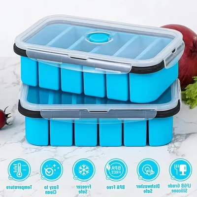 Suppe einfrieren mit Silikonbehältern, 2 Stück, 6 Löcher, ideal für Brühe, Sauce und Eiswürfel