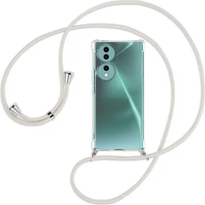 Produktbild von Handykette Backcover-Schutzhülle mit Band (Metall silberfarben) für Honor 70 5G (FNE-AN00, 6.67'') - broken white